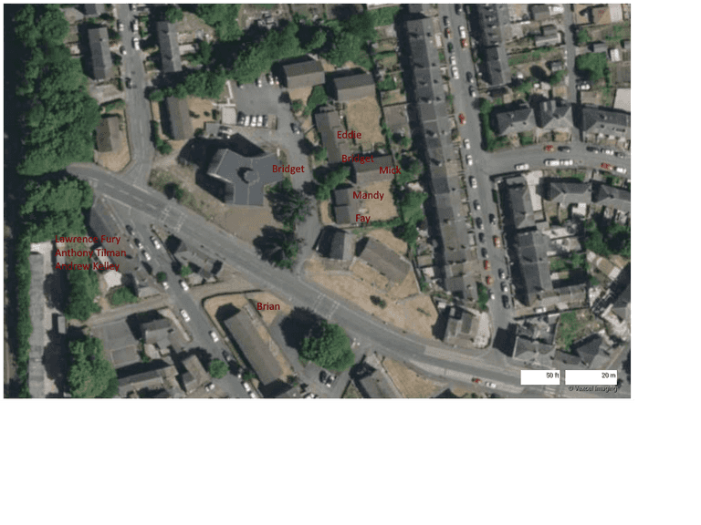 Swan Court and estate, Lockwood, Huddersfield - map showing the series of recent unexplained deaths